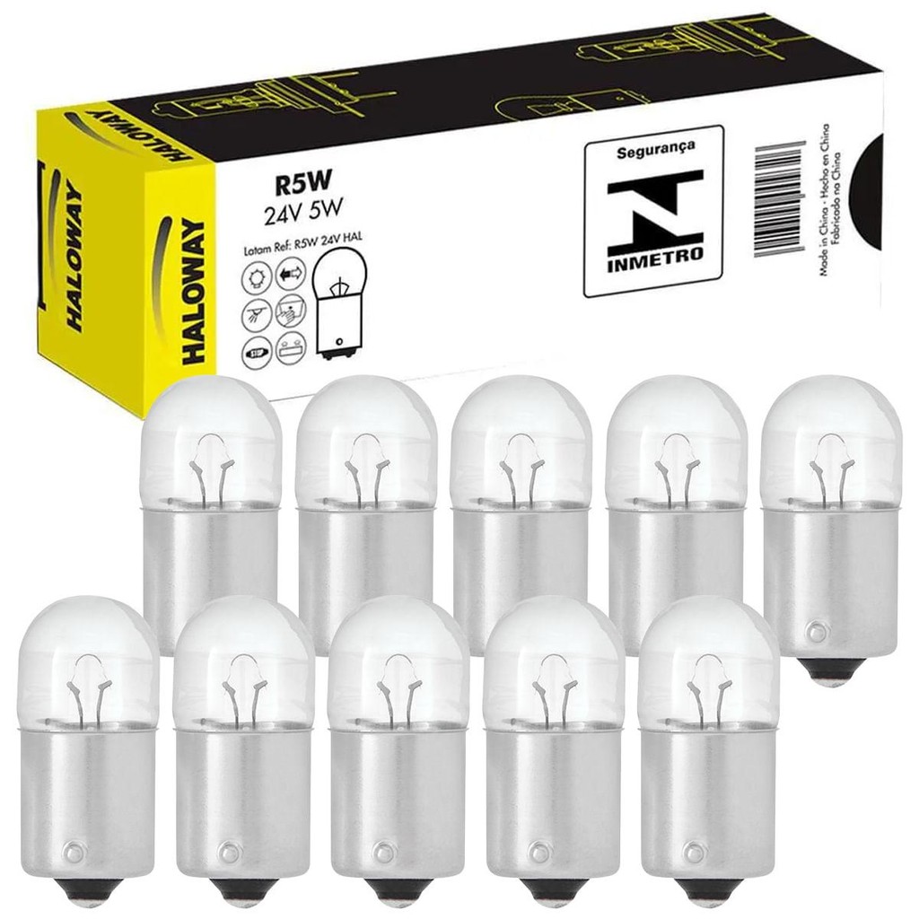 10 Lâmpada Haloway R5w 24v Ba15s 5w 1 Polo Sinalização