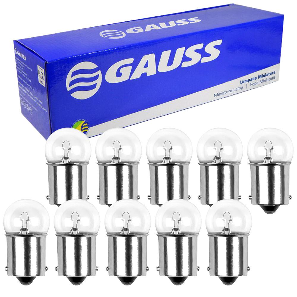 10 Lâmpada Gauss Miniatura Incolor R5w 24v Ba15s 1 Polo