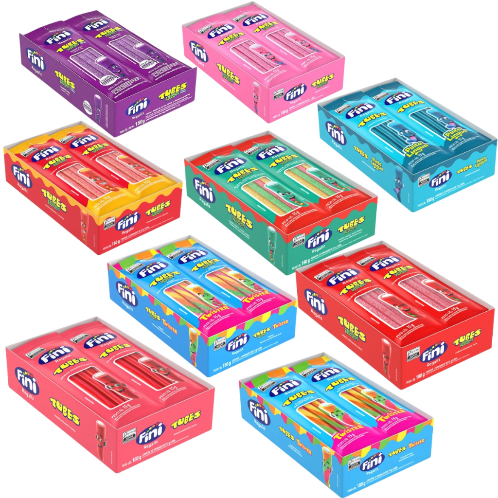Balas De Gelatinas Tubes 15gr C/12 Unidades Fini