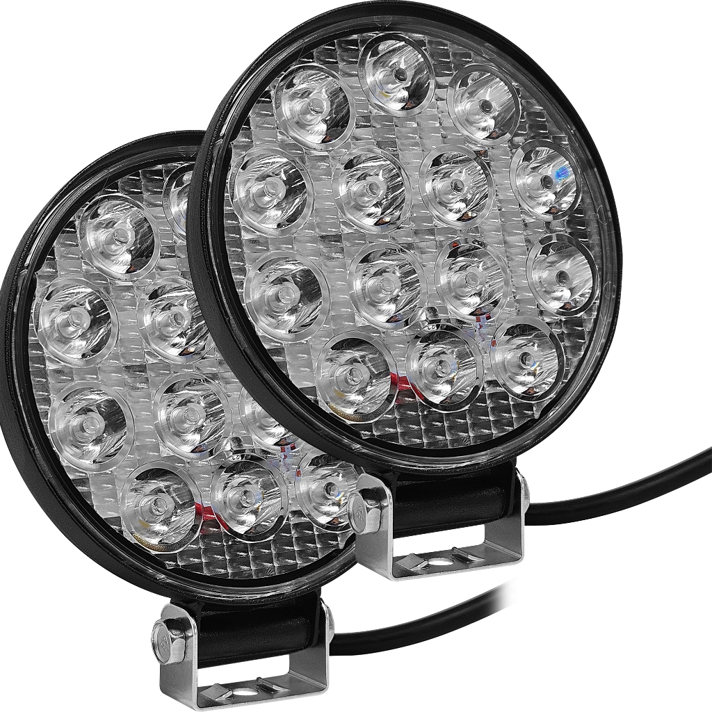 2x Farol De Milha 14 Leds 42w 12v/24v Redondo Offroad 6000k