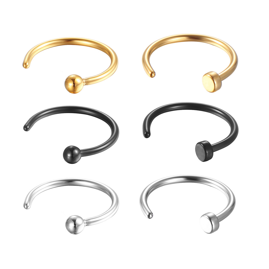 2PCS Kit Piercing G-Ring Achatado Aço Cirúrgico / Nariz