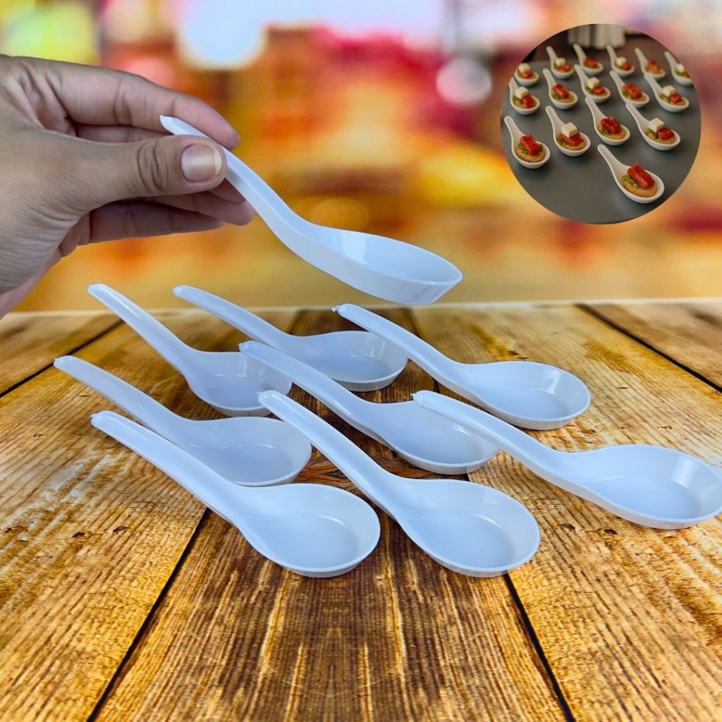 150 COLHER BRANCA INDIANA PARA CANAPÉ BUFFET PLASTILANIA