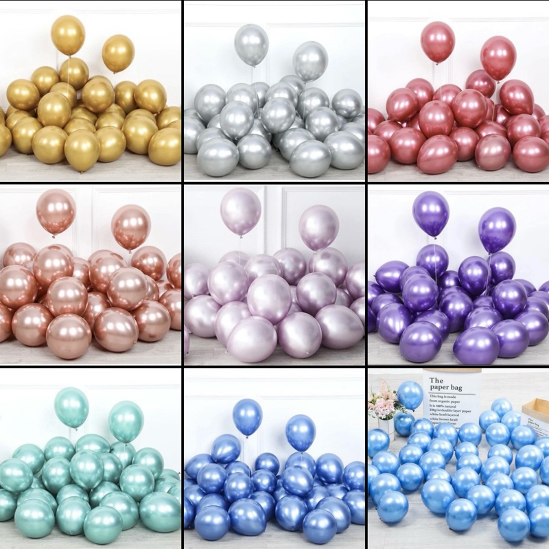 25~125 Unidades Balão Bexiga Metalizado Cromado Número 5 Polegadas Para Festas e Comemorações//
