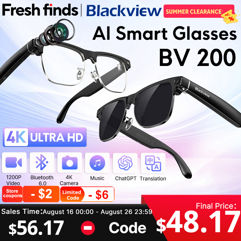 Óculos inteligentes Blackview BV200 8MP 4K Bluetooth
