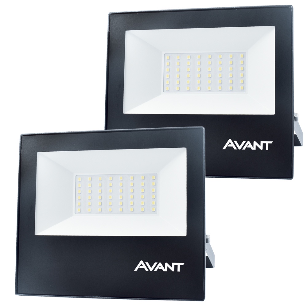 2 Refletor Slim 50W Branco Frio 6500K Bivolt Prova dÁgua