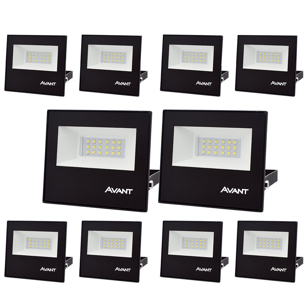 10 Refletor Slim 20w Led Prova dágua Branco Frio Avant