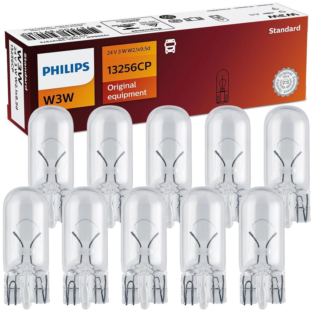 10 Lâmpada Philips Base Vidro W3w 24v W2.1x9.5d Sinalização