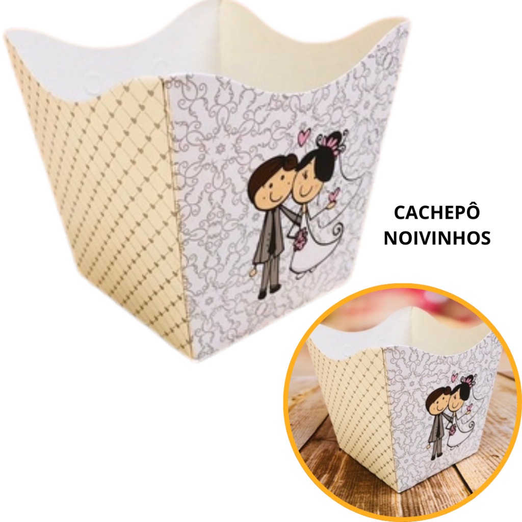 10~60 KIT CACHEPÔ DECORATIVO PAPEL CACHEPOT FESTAS FLORES DECORAÇÃO COR TEMA NOIVINHO 47.1
