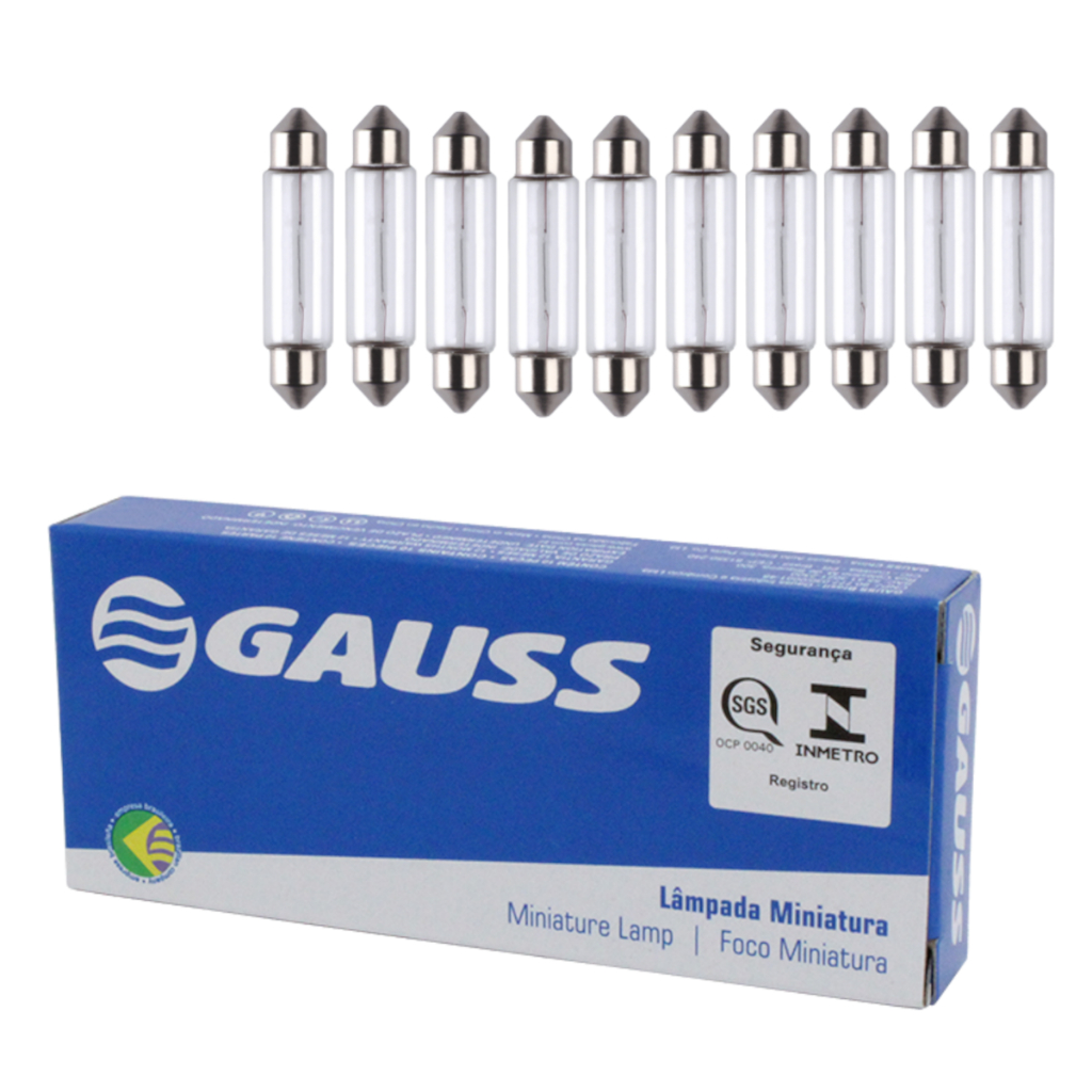 10 Lâmpadas Pisca Branco Miniatura C5w Gl6418 Gauss