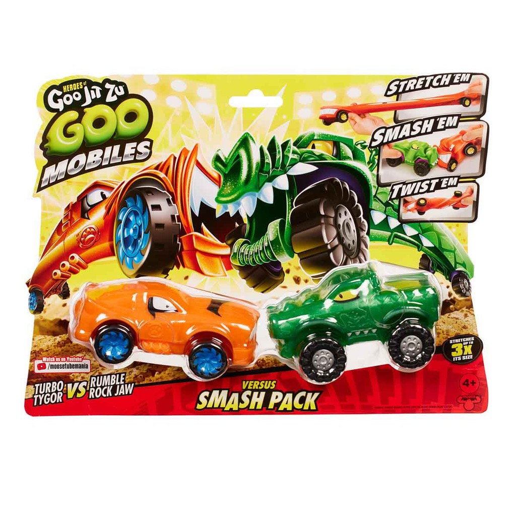 2 Carrinhos Turbo Tygor vs Rumble Rock Jaw - Goo Jit Zu