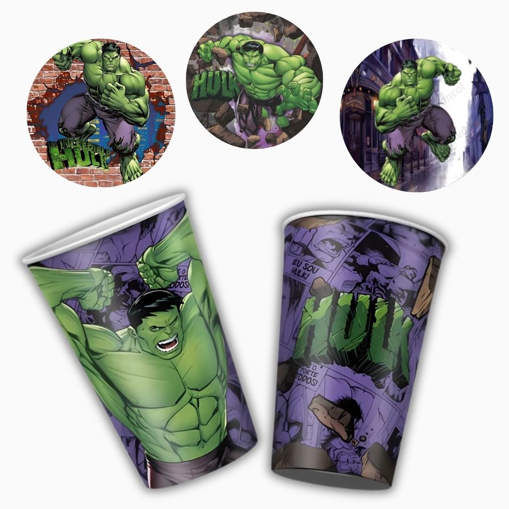 8~40 COPO PAPEL FESTA HULK 180ML REGINA (CHOCO)