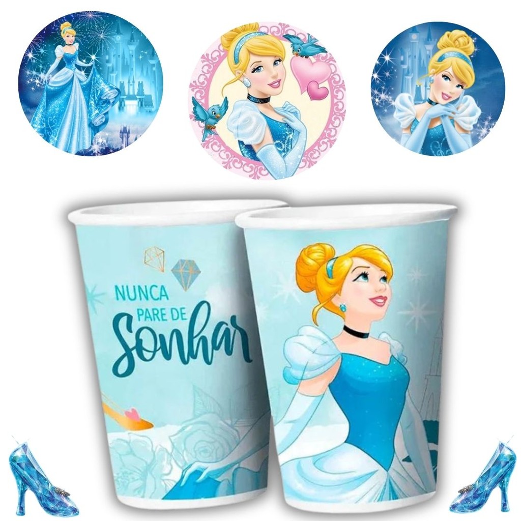 8~40 COPO PAPEL FESTA CINDERELA 180ML REGINA (CHOCO)