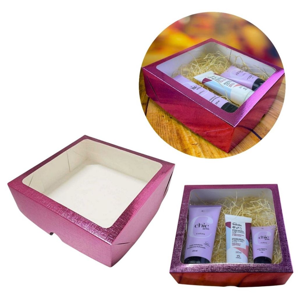 10~40 CAIXA ROSA TEXTURA COM VISOR S22 20X20X6 CM  ASSK (CHOCO)