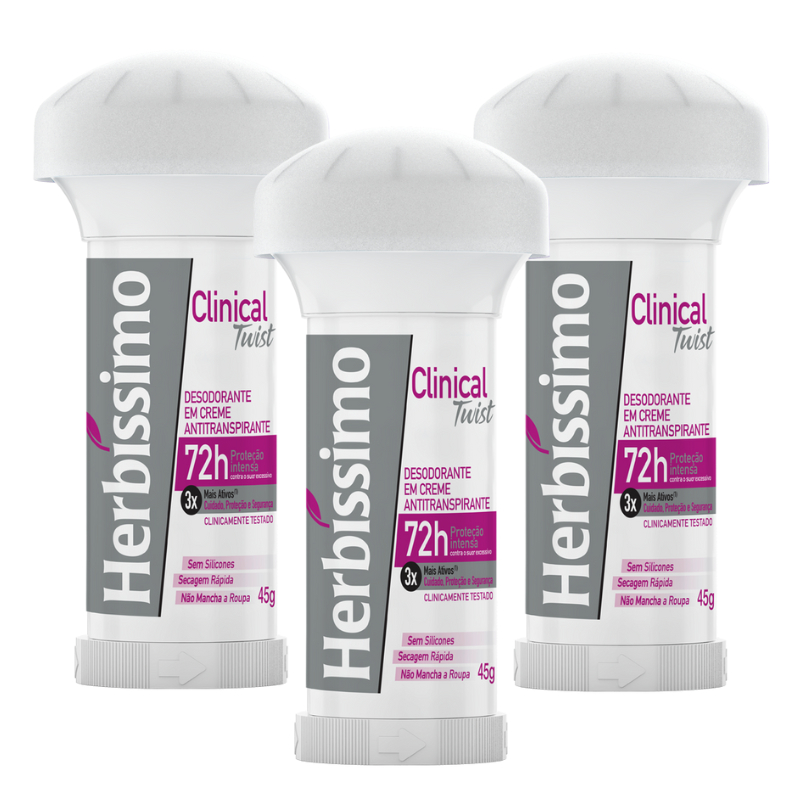 Kit Desodorante Twist Herbíssimo Clinical Rosa 3x45g