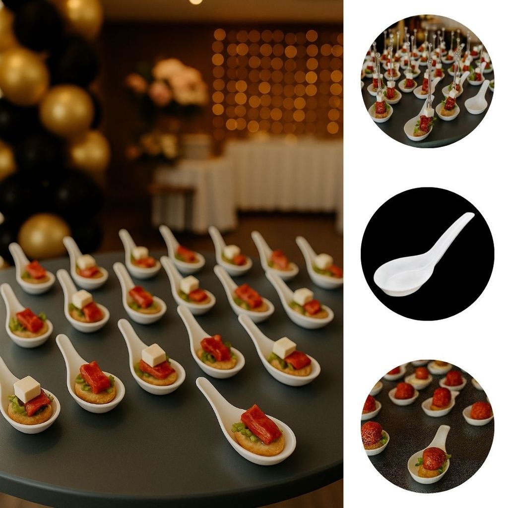 25 COLHER BRANCA INDIANA PARA CANAPÉ BUFFET PLASTILANIA
