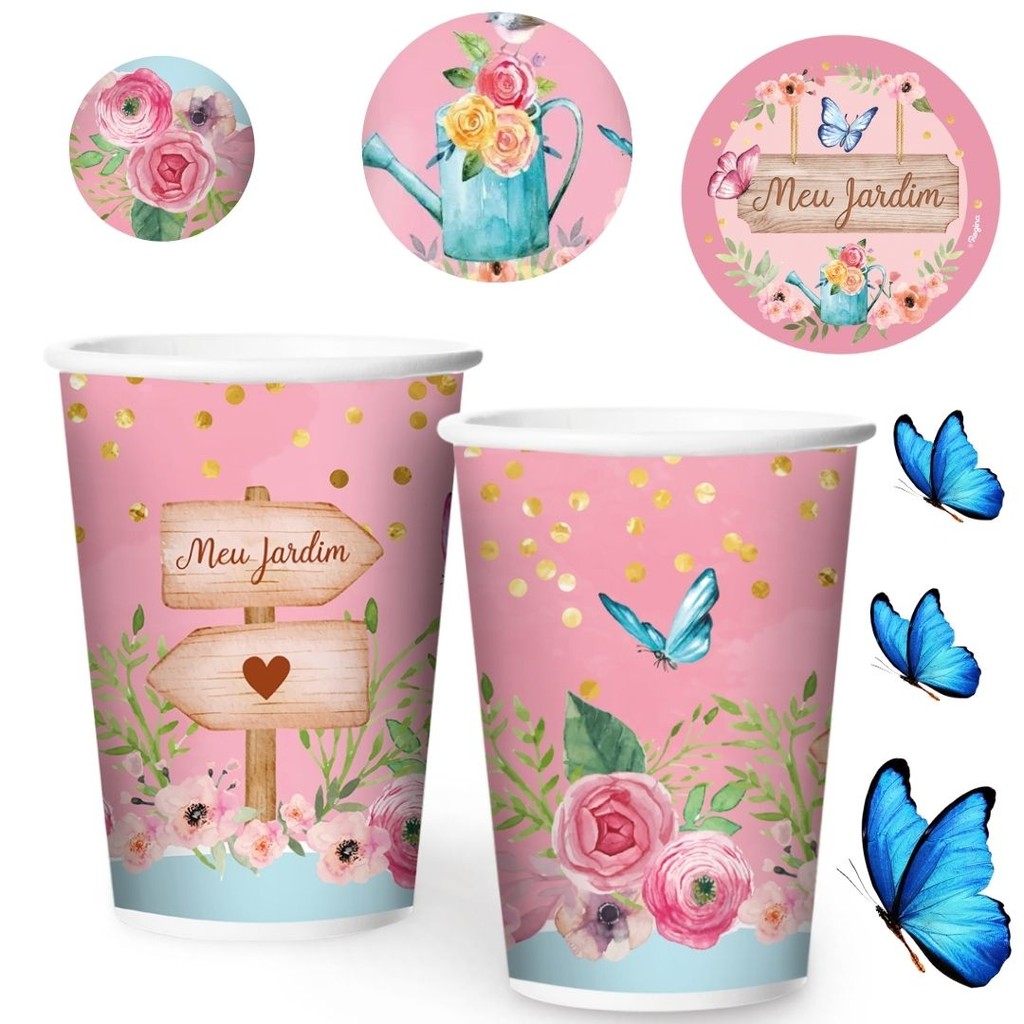 8~40 COPO PAPEL FESTA MEU JARDIM 180ML REGINA (CHOCO)