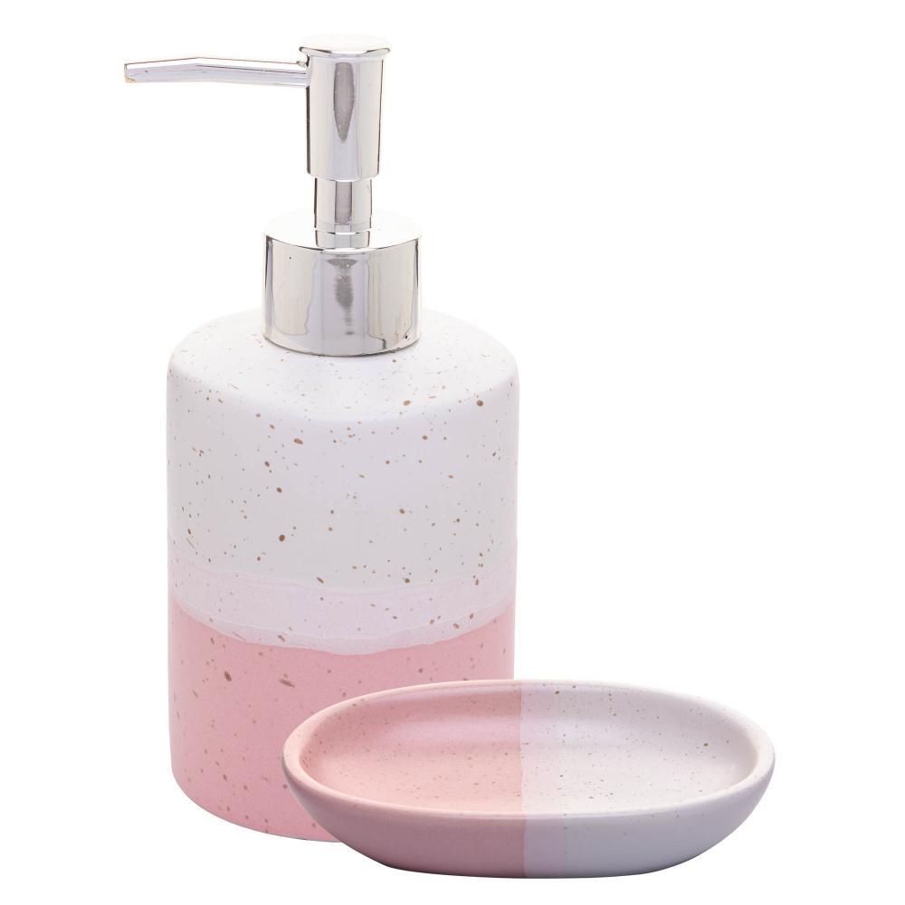 2 Peças para Banheiro Lyor Degradê de Cerâmica Rosa