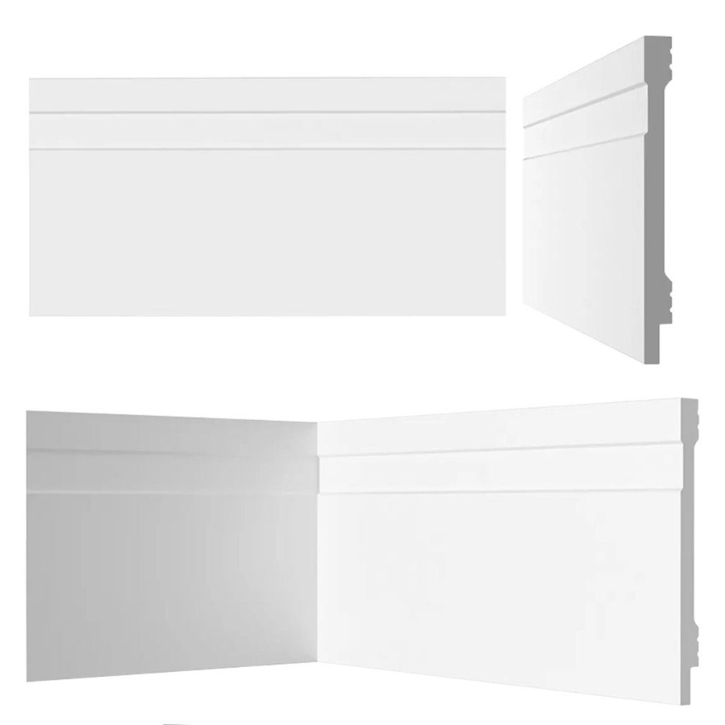 40 Moldura Rodapé Poliestireno Moderno Mdf Resistente Umidade 10cm