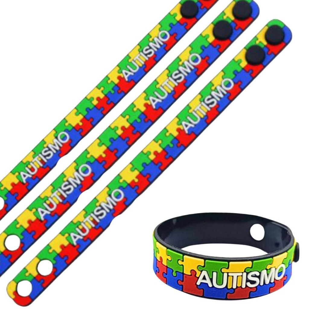 3 Pulseiras Ajustáveis P/ Autismo/autistas - Quebra Cabeça