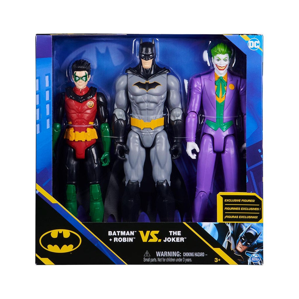 3 Bonecos Robin, Batman e Coringa De 30Cm - Dc