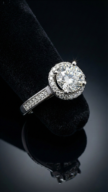 Anel Solitário Halo Pedra 1ct Moissanite Cravejado Prata 925 Ajustável