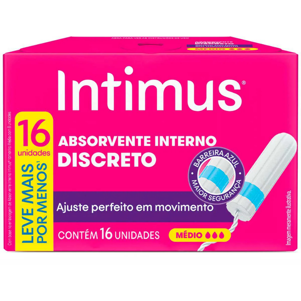 Absorvente Interno Intimus Médio Fluxo Moderado 16 Unidades