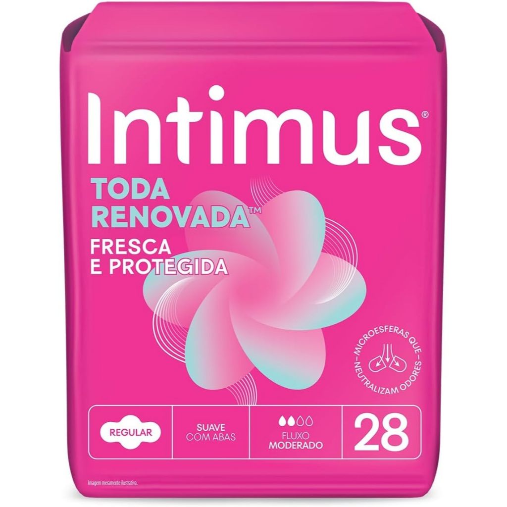 Absorvente Intimus Fluxo Médio Cobertura Extra Suave Com Abas 28 Unidades