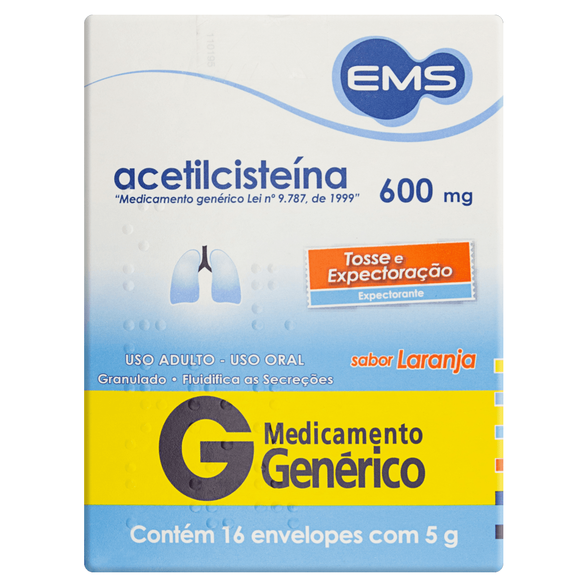 Acetilcisteína 600mg 16 Envelopes Granulado - EMS