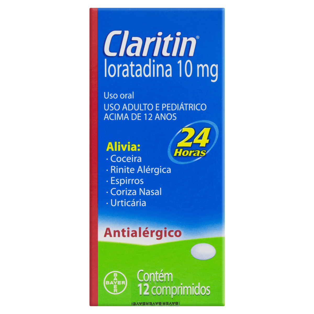 Antialérgico Claritin Loratadina Bayer 10mg Comprimido 12 Unidades