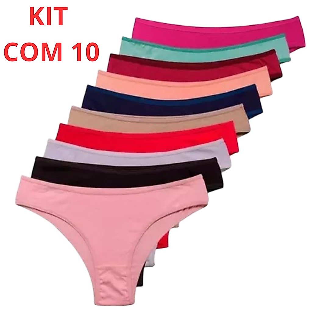 Kit Calcinha Feminina Algodão Microfibra Tanga 10 peças 