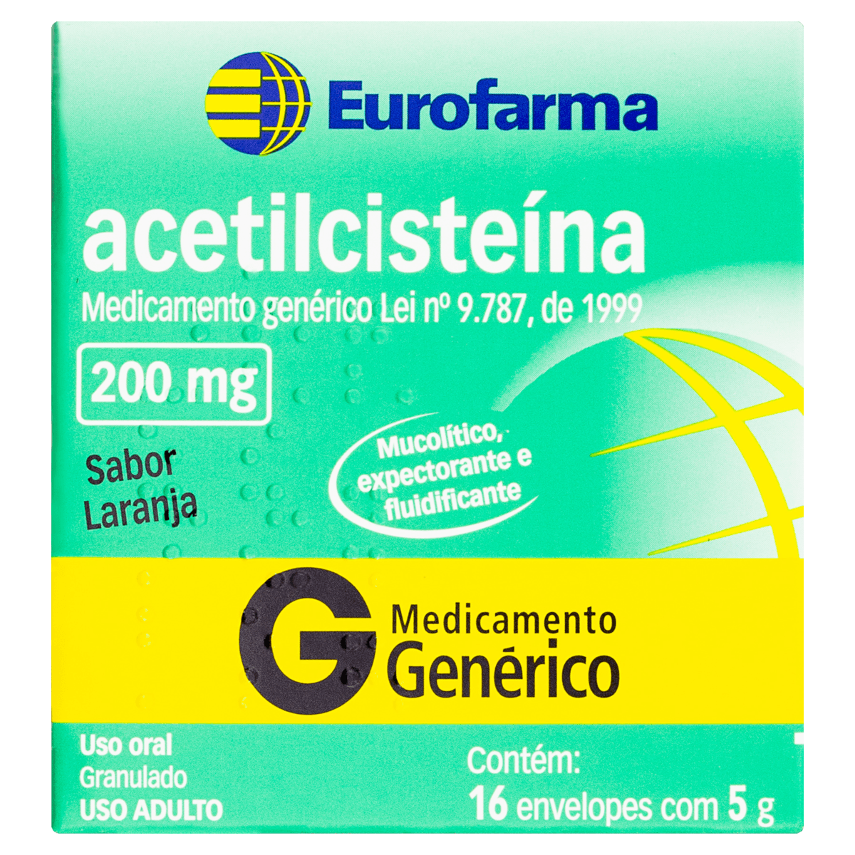 Acetilcisteína 200mg 16 Sachês Granulado Eurofarma