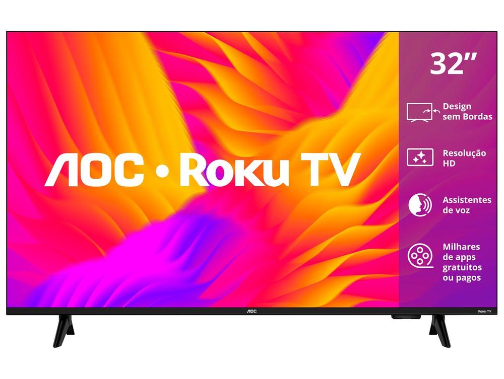 Smart TV 32" AOC HD DLED Série 5155 32S5155/78G Roku TV