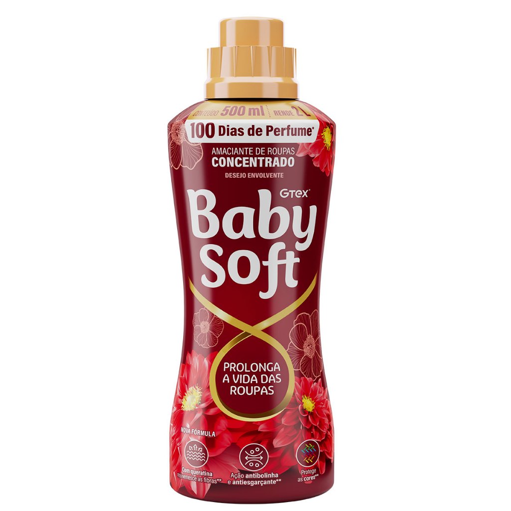 Amaciante Concentrado Baby Soft Desejo Envolvente 500ml - Rende 25 lavagens