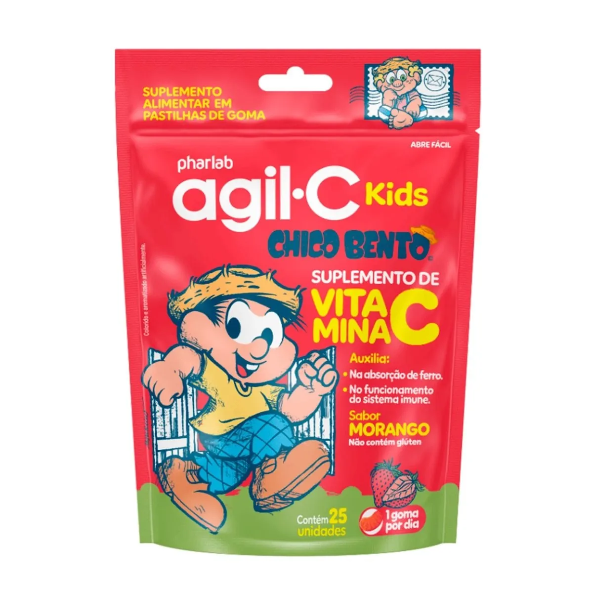 Agil-c Kids 30mg Morango Envelope 25 Pastilhas De Goma