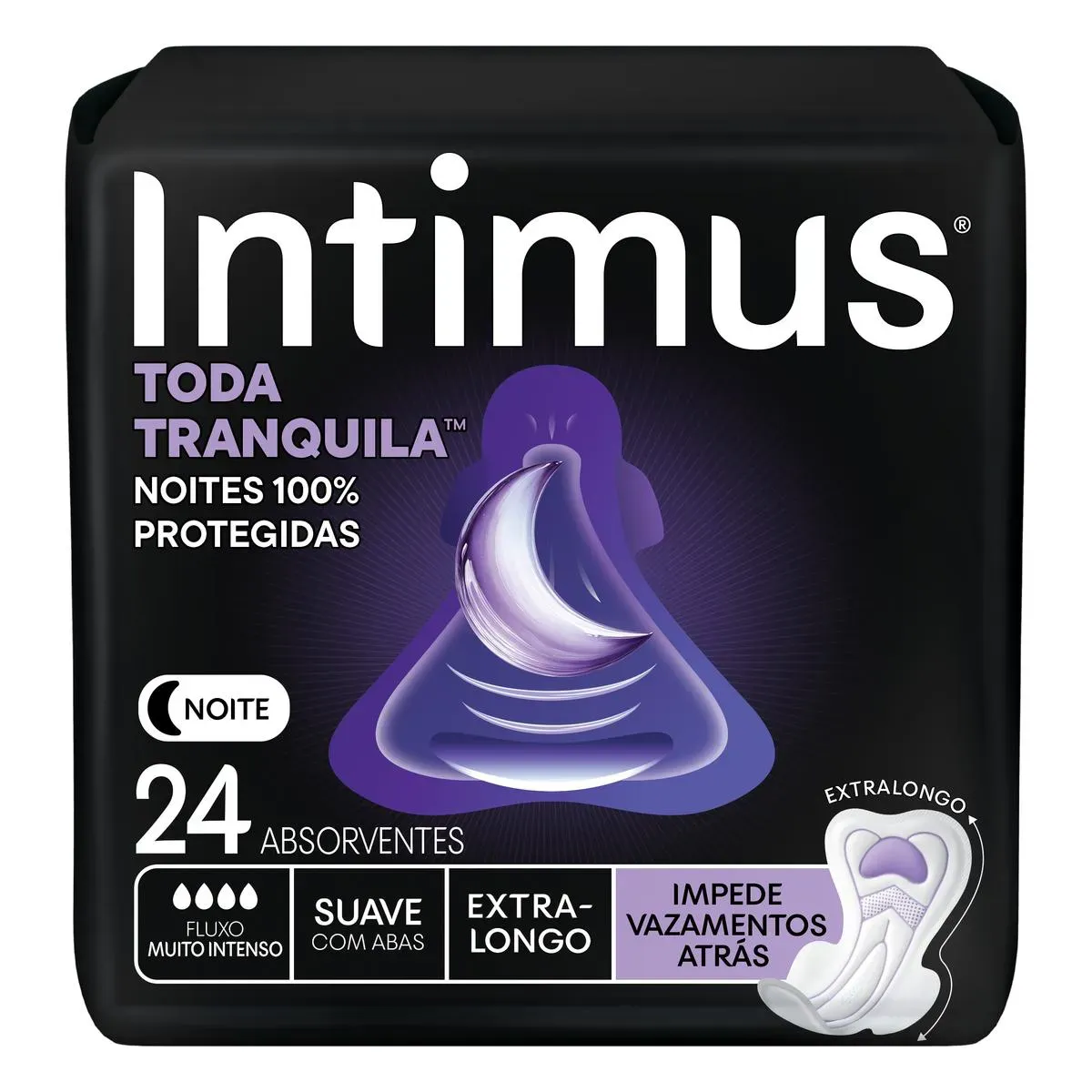 Absorvente Intimus Toda Tranquila Noturno Suave Com Abas 24 Unidades