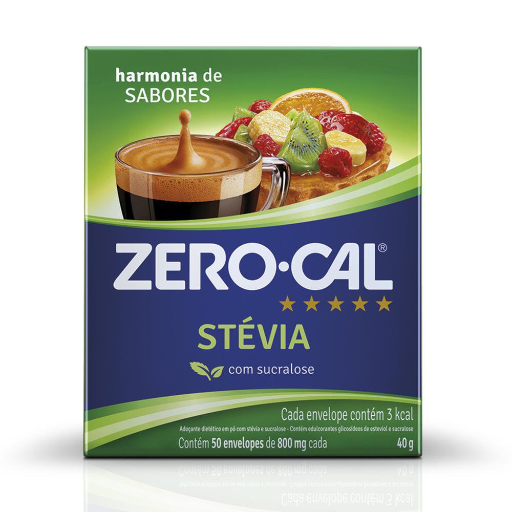 Adoçante em Pó Zero-Cal Stevia 800mg - 50 Sachês