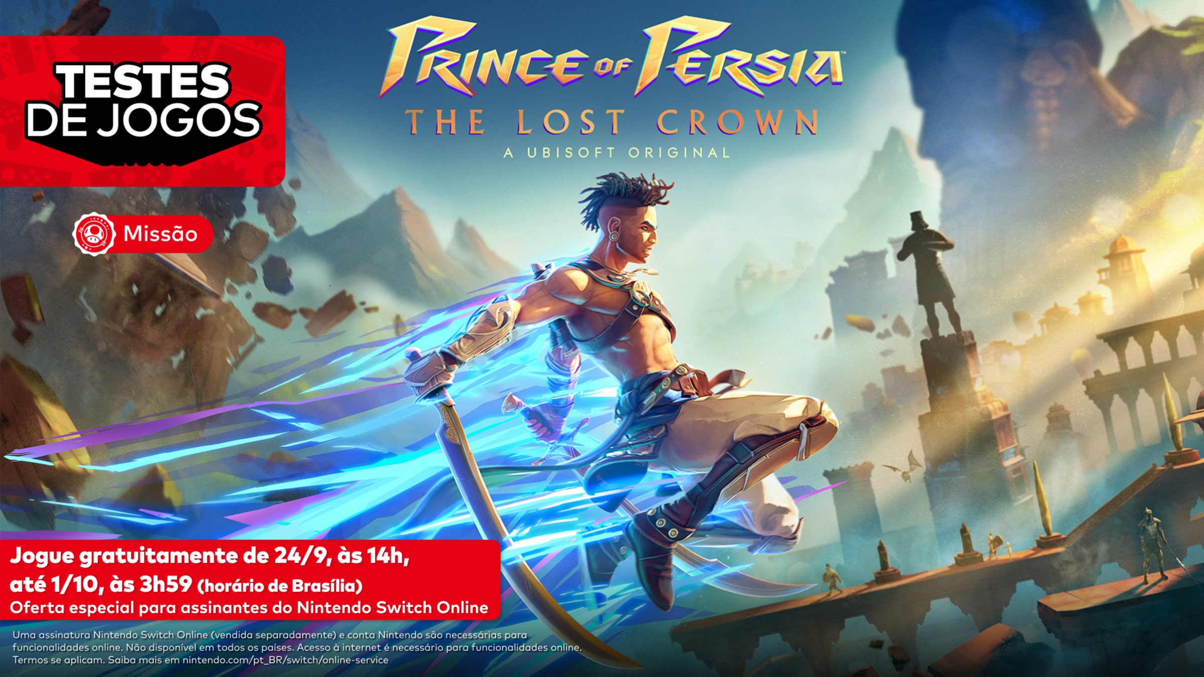 (TRIAL: até 01/10 / NS Online) Jogo Prince of Persia The Lost Crown Liberado para Teste - Nintendo Switch