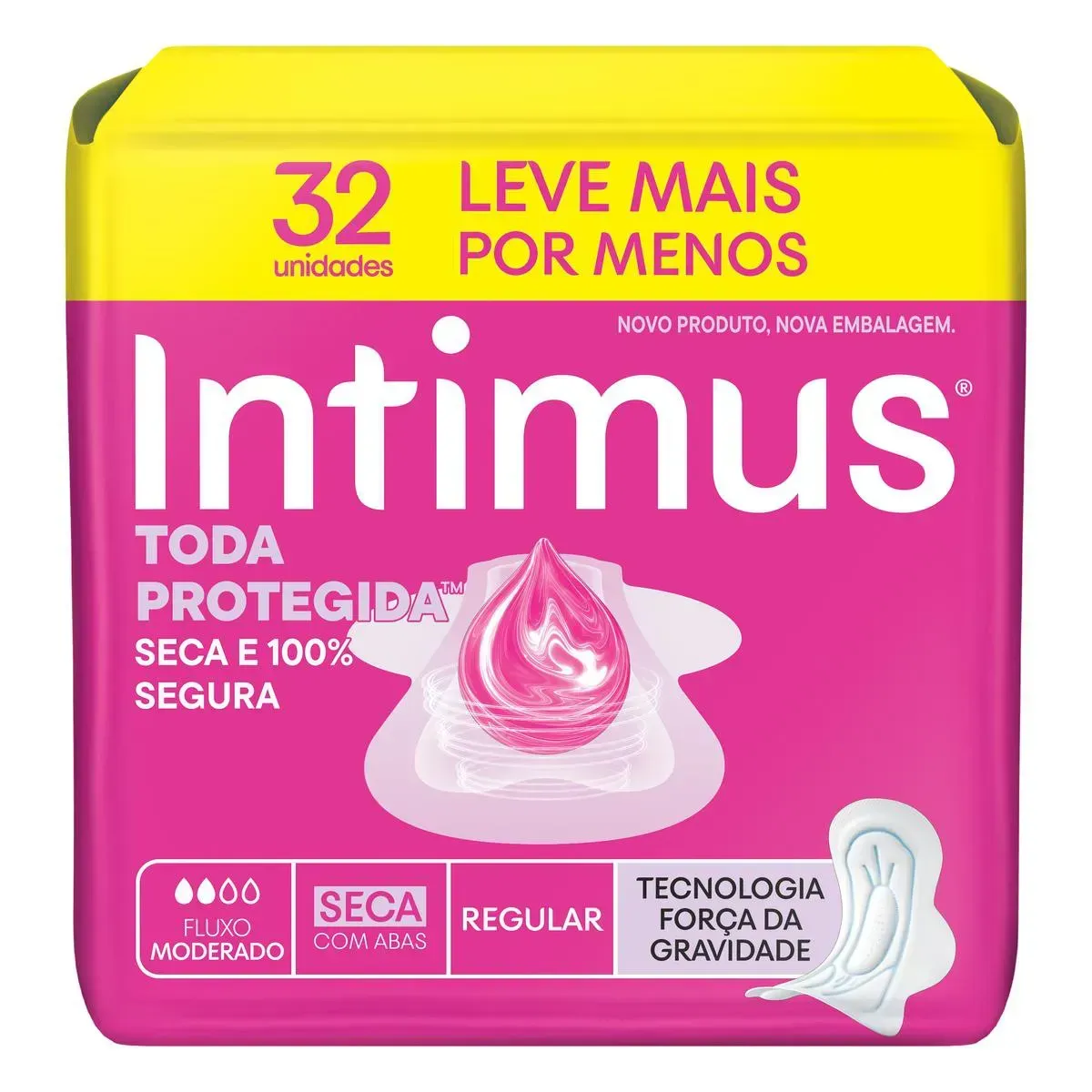 Absorvente Intimus Gel Tripla Proteção Seca Com Abas 32 Unidades