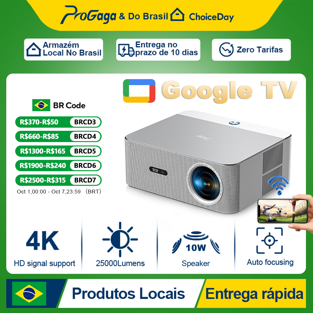 Projetor 4K PG610ATV 2500 ANSI Foco Automático