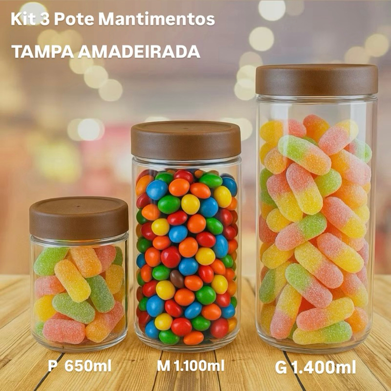 1 A 3 Pote Mantimentos Alimentos 650ml 1100ml 1400ml GALVANOTEK OFF