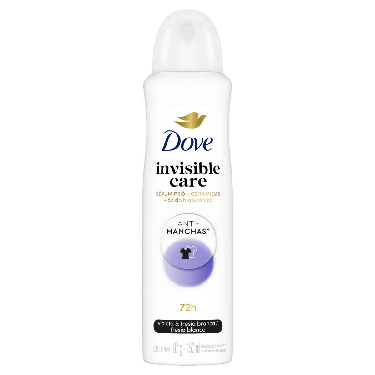 Antitranspirante Aerossol Invisible Dry Violeta e Frésia Branca Dove 150ml Spray