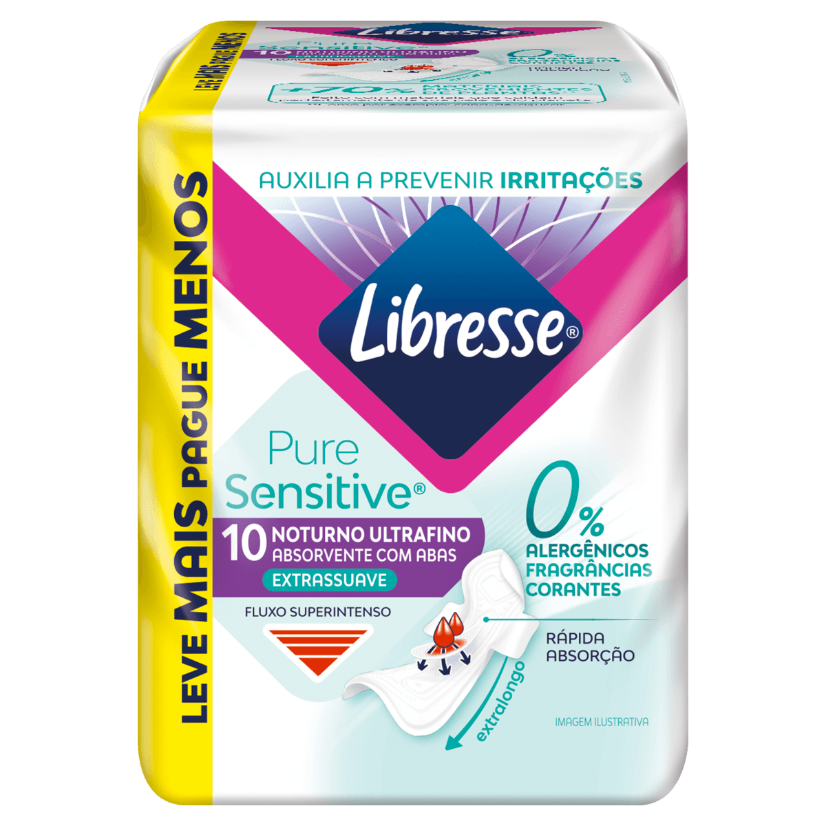 Absorvente Noturno Extra Longo com Abas 10un Extra Suave Sem Fragrância Libresse