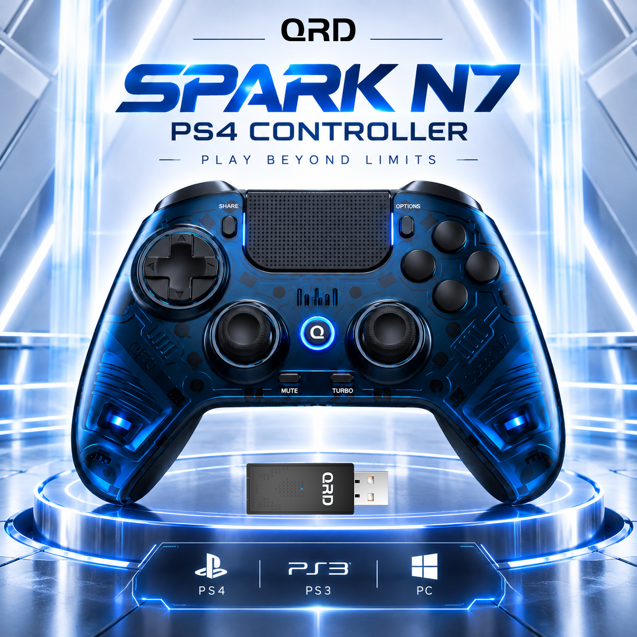 Controle QRD Spark Pro N7 2.4Ghz para PC, PS4, PS3