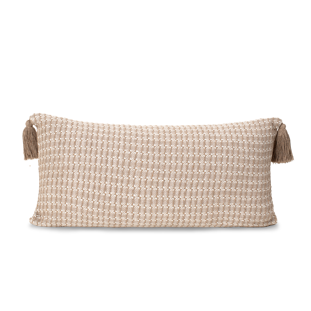 Almofada Telares 60cm x 30cm Tear 100% Algodão com Pingente Bege - Lavive
