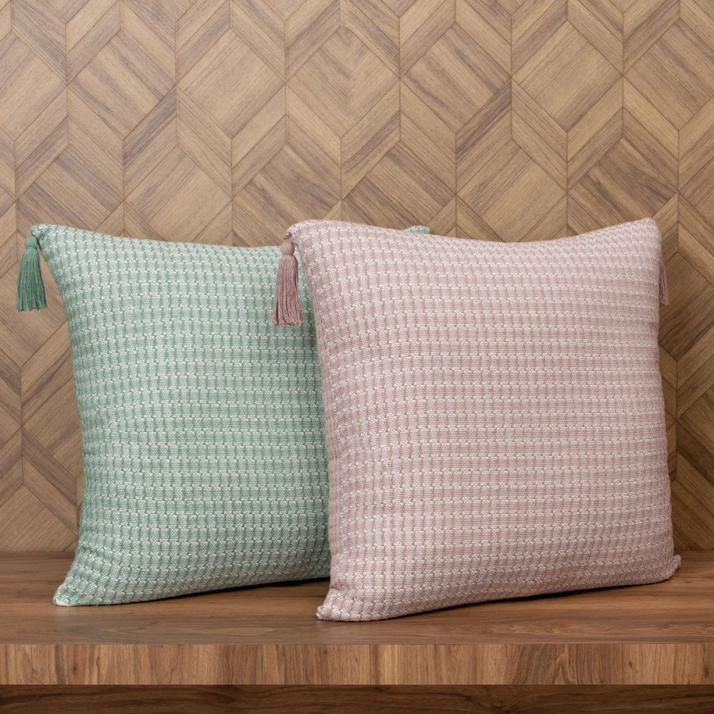 Almofada Telares 60cm x 60cm Tear 100% Algodão com Pingente Bege - Lavive