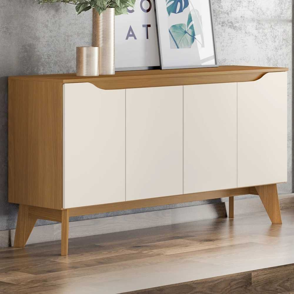 Aparador Buffet Quartzo 4 Portas Nature / Off White - Henn