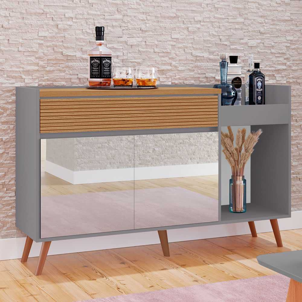 Aparador Buffet Nova York 100% MDF 2 Portas Freijó / Rippas - Tuboarte Móveis
